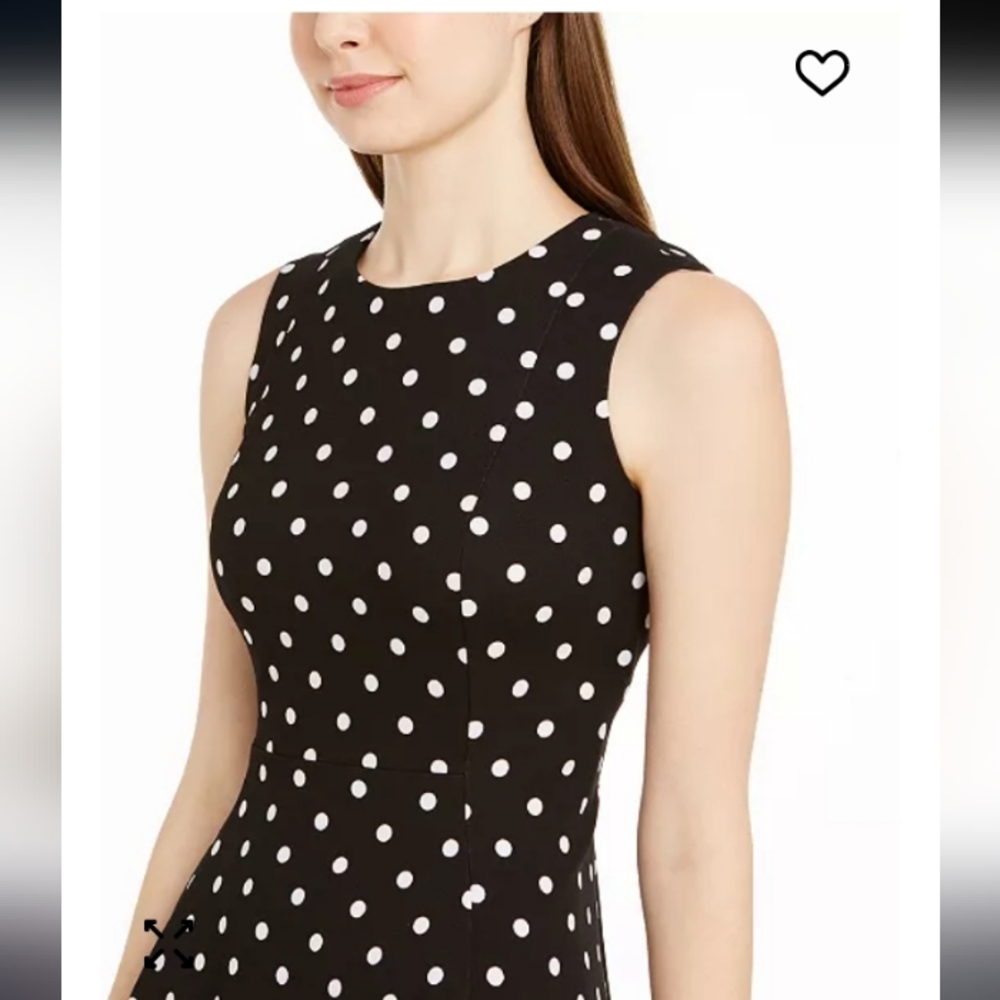 NWOT Calvin Klein Fit-And-Flare Polka Dot Dress, Size 12 - Picture 5 of 6